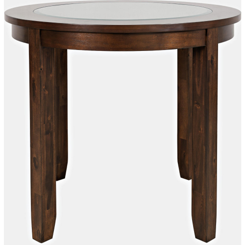 Urban Icon 42" Round Counter Dining Table in Merlot with Glass Inlay